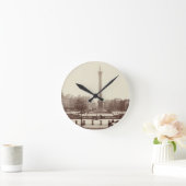 トラファルガースクエア，ロンドン（セピア写真） ラウンド壁時計 (ホーム)