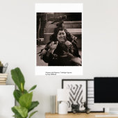 トラファルガー広場ハトの女性 ポスター (ホームオフィス)