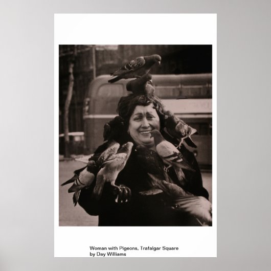 トラファルガー広場ハトの女性 ポスター (正面)