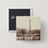 トラファルガー広場、ロンドン(セピア色の写真) 缶バッジ (正面&裏面)