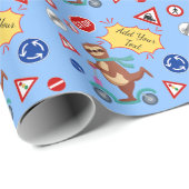 トラフィカラフルックシンボルや象徴ススロットパターンベビー誕生日 ラッピングペーパー (ロールコーナー)