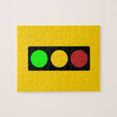 トラフィックのライト前方の注意の道路標識 ジグソーパズル (横)