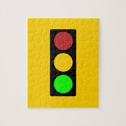 トラフィックのライト前方の注意の道路標識 ジグソーパズル (縦)