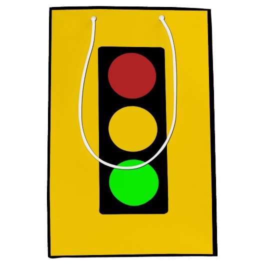 トラフィックのライト前方の注意の道路標識 ミディアムペーパーバッグ (正面)