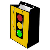 トラフィックのライト前方の注意の道路標識 ミディアムペーパーバッグ (裏面アングル)