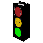 トラフィックのライト前方の注意の道路標識 ワインギフトバッグ (裏面アングル)