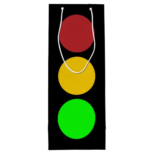 トラフィックのライト前方の注意の道路標識 ワインギフトバッグ (裏面)