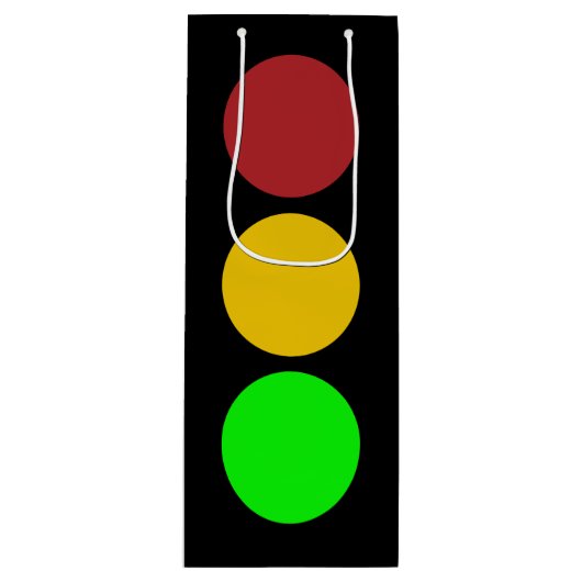 トラフィックのライト前方の注意の道路標識 ワインギフトバッグ (正面)