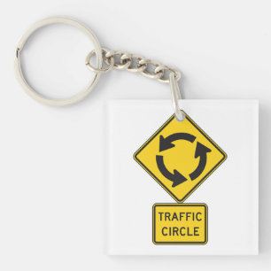 トラフィックサークル道路標識 イエロー ダイヤモンド キーホルダー