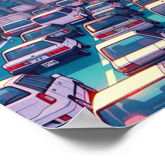 トラフィックジャムアニメユニークスタイル&鮮やか ポスター (角)