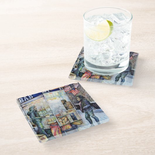 トラブルとトラブル ガラスコースター (アングル)