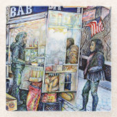 トラブルとトラブル ガラスコースター (正面)