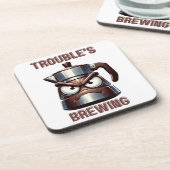 トラブルズブルーイング怒 – モカエスプレッソポット コースター (左側)