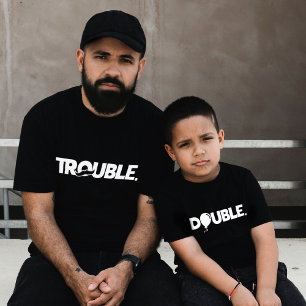 トラブルダブルおもしろいパパ息子の娘のマッチング Tシャツ
