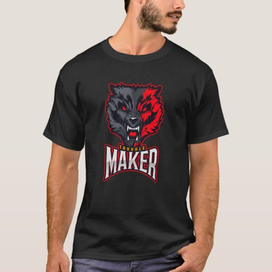 トラブルメーカーの態度Rebel Wolf 1 Tシャツ (正面)