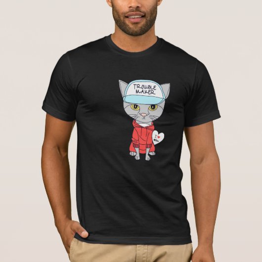 トラブルメーカー 猫好き  Tシャツ (正面)