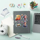 トラベおもしろいルステッカー収集 – 予測できなキャラクター シール (iPadカバー)