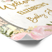 トラベかわいらしル地図ベビーシャワーピンクフラワーウェルカム ポスター (角)