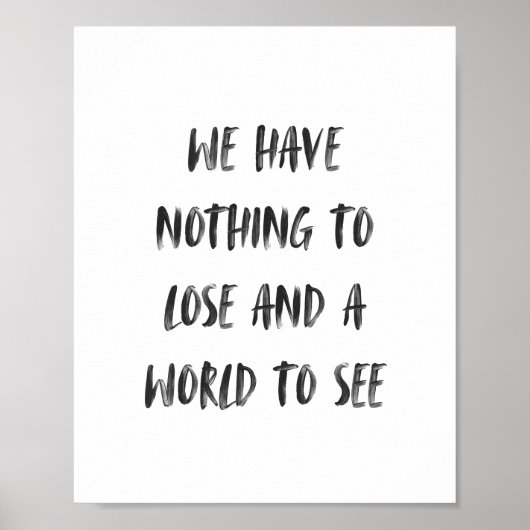 トラベやる気を起こさせるル引用文ミニマルブラックブラシ ポスター (正面)