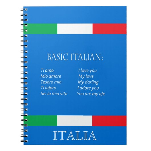 トラベイタリアンル基本言語イタリアンazure blue ノートブック (正面)