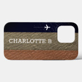 トラベエレガントラーブラウンとブラックレザー Case-Mate iPhoneケース (裏面 (横))