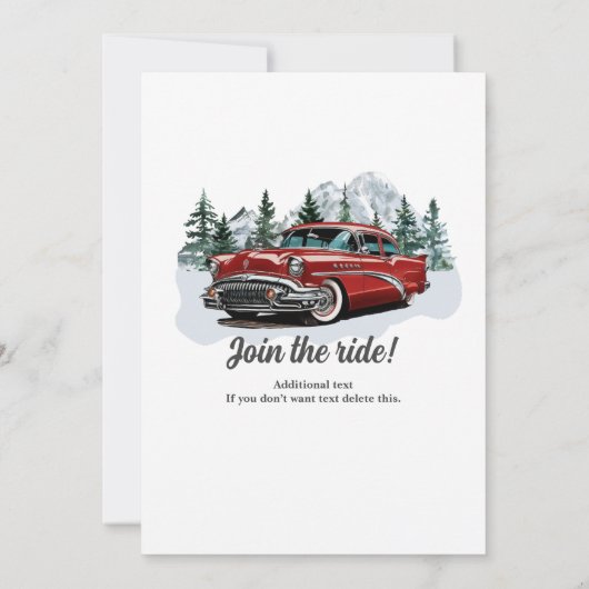 トラベクラシックルレトロカー転がズ50誕生日 招待状 (裏面)