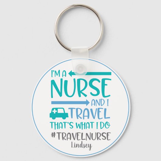 トラベパーソナライズされたルおもしろいナースキーチェーン キーホルダー (正面)
