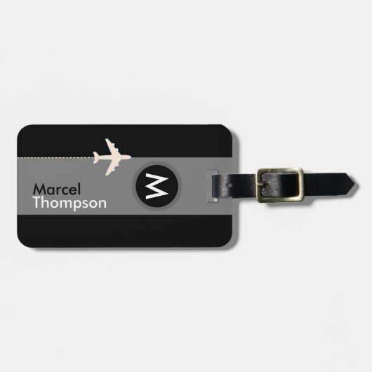 トラベパーソナライズされたルエレガントモノグモダンラム ラゲッジタグ (正面横)