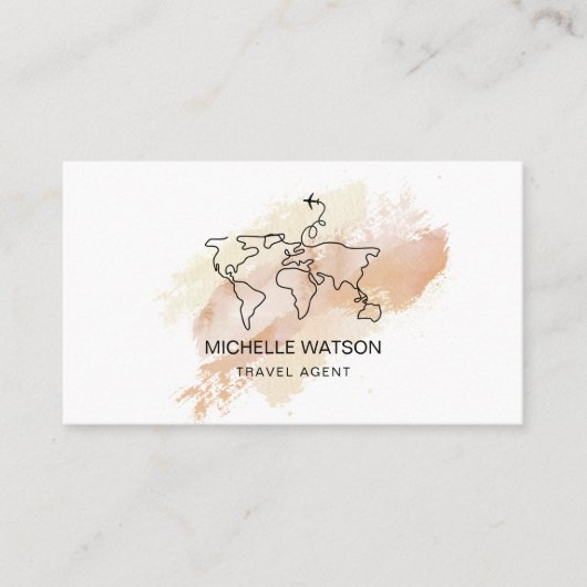 トラベモダンルエージェント世界地図の飛行機の休暇 名刺 (正面)