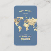 トラベモダンルプランナーブルー金ゴールドワールドマップ 名刺 (正面)