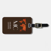 トラベラーウッドワールドマップブラックモノグラムの名 ラゲッジタグ (正面横)