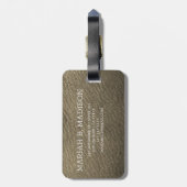 トラベラーエレガントブラウンとブラックレザーモノグラム ラゲッジタグ (裏面縦)