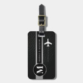 トラベラーエレガント金ゴールドメタル&レザーモノグラム ラゲッジタグ (正面縦)