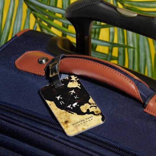 トラベラーズネームモダンUSAマップワールド ラゲッジタグ (正面インサイチュ1)