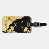 トラベラーズネームモダンUSAマップワールド ラゲッジタグ (正面横)