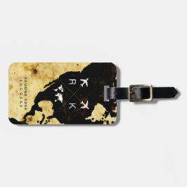 トラベラーズネームモダンUSAマップワールド ラゲッジタグ