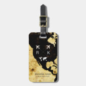 トラベラーズネームモダンUSAマップワールド ラゲッジタグ (正面縦)