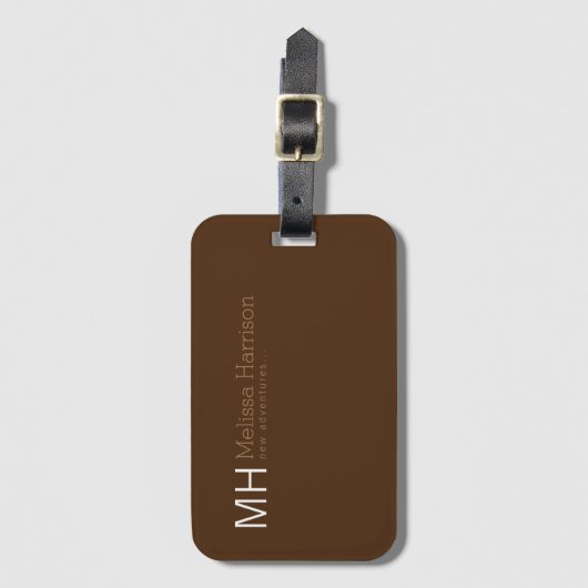 トラベラーズパーソナライズされたブラウン色 ラゲッジタグ (正面縦)