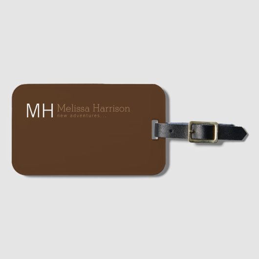 トラベラーズパーソナライズされたブラウン色 ラゲッジタグ (正面横)