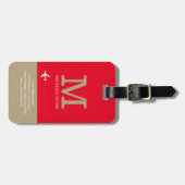 トラベラーネームモノグラムエレガントレッド ラゲッジタグ (正面横)