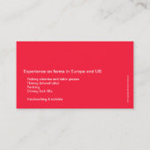 トラベラーバックパッカーフルーツピッカーの名刺 名刺 (裏面)