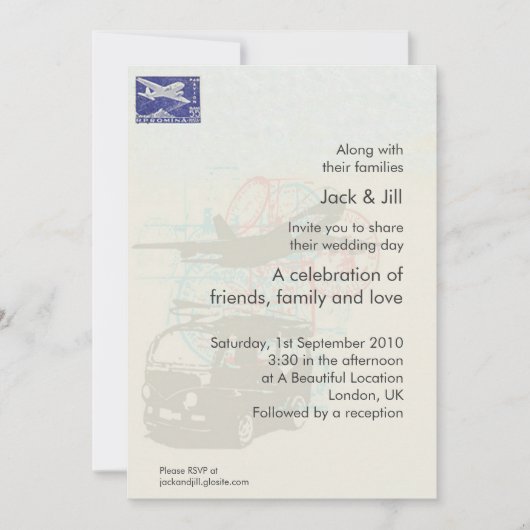 トラベラー 5x7 招待状 (正面)