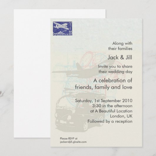 トラベラー 5x7 招待状 (正面/裏面)