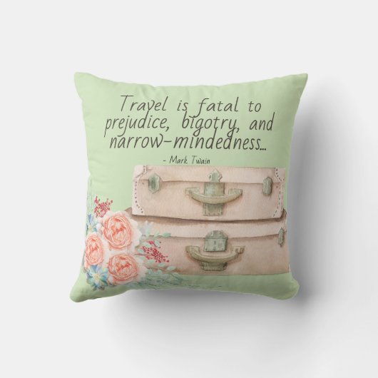 トラベルは致命的マークTwain引用文 クッション (裏面)
