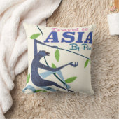 トラベルアジアモンキーヴィンテージ旅行プリント クッション (ブランケット)