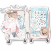 トラベルアドベンチャースーツケースウォーターカラー シール (正面)