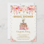 トラベルアドベンチャーブライダルシャワーピンクフローラ招待状 招待状 (正面)