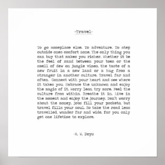 トラベルアドベンチャー引用文by A. W. Doys ポスター