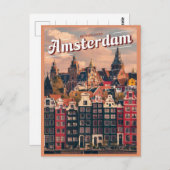 トラベルアムステルダムカラフルはヴィンテージギフトを収容 ポストカード (正面/裏面)