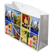 トラベルアメリカヴィンテージレトロアドベンチャーコラージュ ラージペーパーバッグ (裏面アングル)